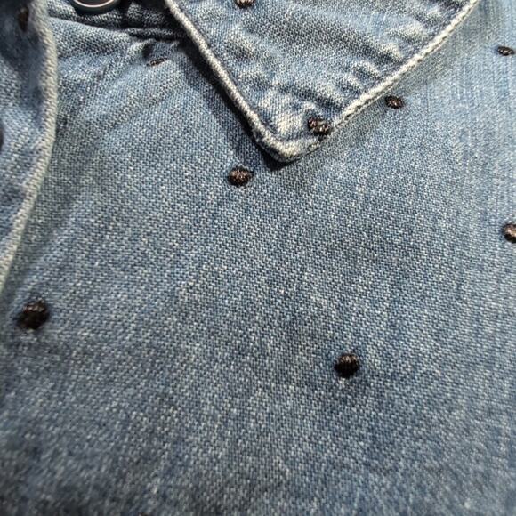 Madewell Denim Courier Button Front Shirt in Metallic Dots, Women's XS - Picture 4 of 10